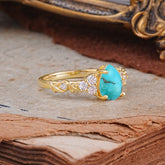Nature-Inspired Vintage 4-Prong Pear Cut Turquoise Ring